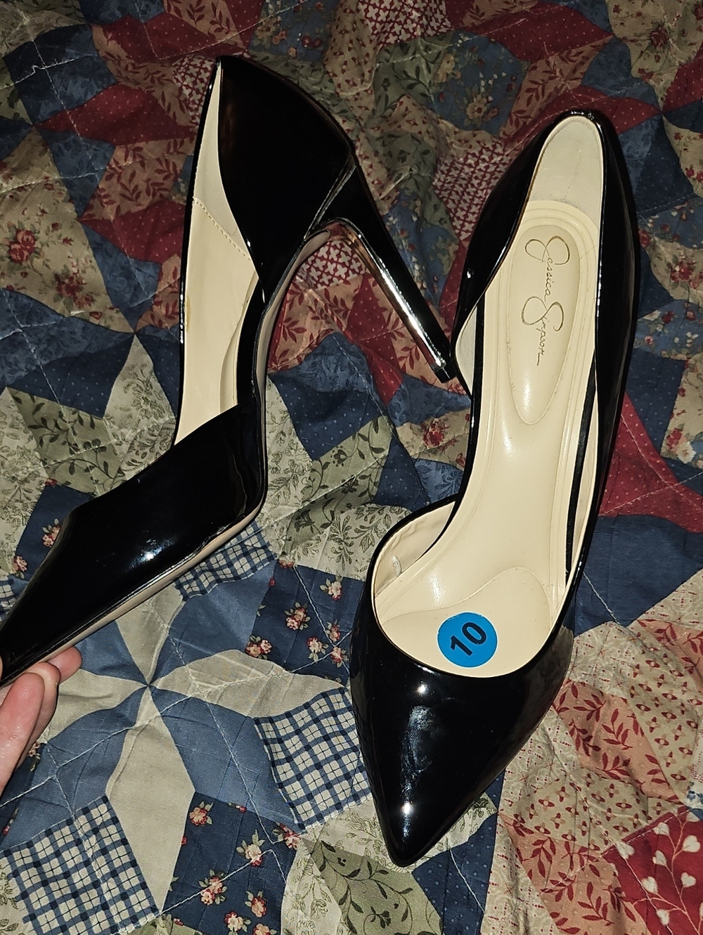 Jessica Simpson Black Patent Pointed-Toe Stilettos